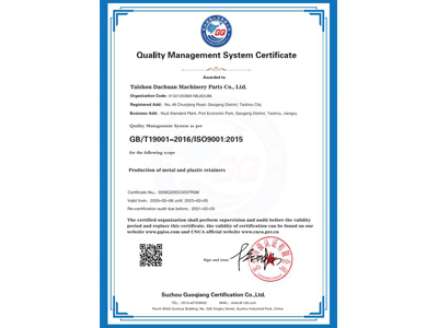 質(zhì)量管理體系認證證書(英文)
